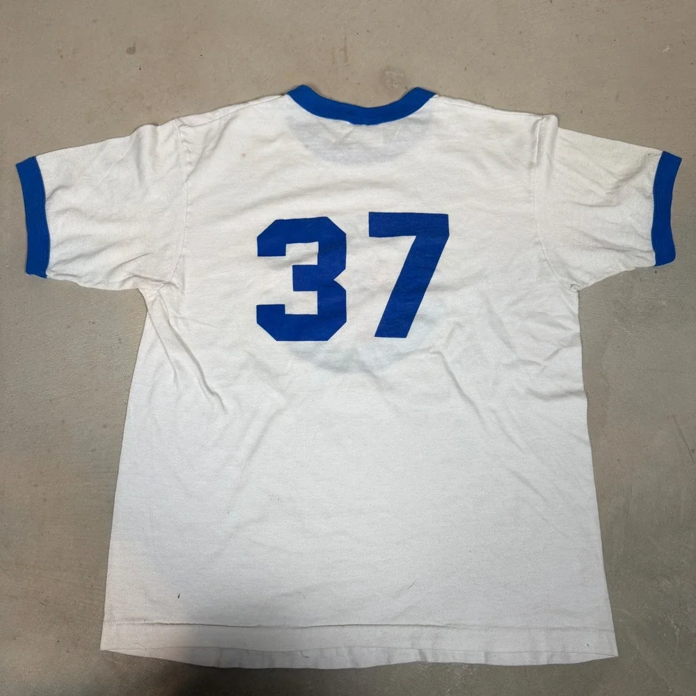 Vintage 80s Hanes Arborough Games Ringer T-Shirt Mens Medium Jersey